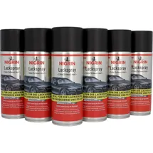 Nigrin Lackspray, 6 x 400 ml, mattschwarzer Autolack, schützt Felgen und Karosserie vor Rost, schnell trocknend, Schwarz Matt