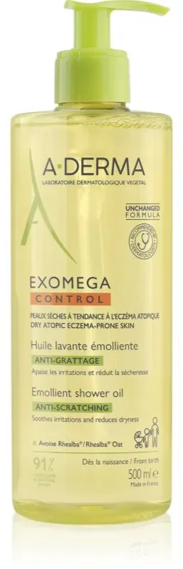 A-Derma Exomega Control Emollient shower oil Geschmeidig machendes Duschöl für trockene bis atopische Haut 500 ml