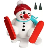 Seiffener Volkskunst Räuchermann Cool-Man Skisturz 11 cm weiß