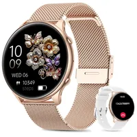 Miecgth Smartwatch Damen Rund mit Telefonfunktion, 1.39" Zoll Touchscreen Fitness Tracker, mit Pulsuhr SpO2 Schlafmonitor Menstruationszyklus120+ Sportmodi Schrittzähler für iOS Android (Rosa Gold)