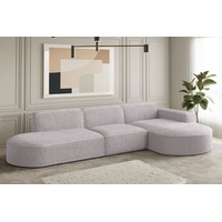 Fun Möbel Ecksofa Designersofa PALMA in Stoff Ascot Rose Ottomane Rechts - Schwarz