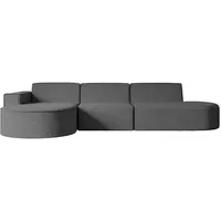 Altdecor Ecksofa Grau, Textil, 3-Sitzer, Ottomane links, L-Form Corner