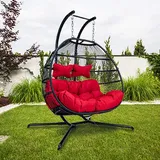 purehaven Hängesessel für 2 Personen 130x120x200 cm Rattan-Kunststoffgeflecht