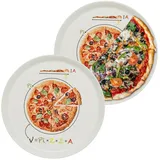 KHG 2er Set Pizzateller, extra groß mit 30cm Durchmesser in Formel Print, perfekt für Gastro und Zuhause, hochwertiges Porzellan, Spühlmaschinengeeignet & perfekt Stapelbar