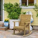 Schaukelstuhl Schwingsessel mit Armlehne Gartenstuhl für Balkon Tannenholz Braun