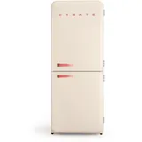 CREATE / RETRO FRIDGE FRIDGE COMBI 185 TERRACOTA/Kombi-Kühlschrank mit Gefrierfach 401L in Cremeweiß, Griff Terrakotta / 190W, No Frost System, 3 Ablagen, 2 Schubladen, 70x65x185 cm