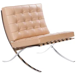 Knoll - Barcelona Sessel, Chrom / Leder natur Venezia