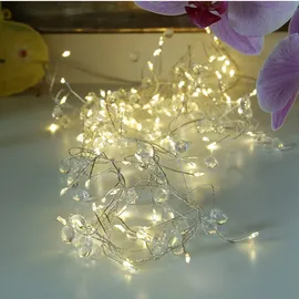 MARELIDA LED Lichterkette Diamant Cluster Dekolichterkette mit Tropfen 100LED 1,2m Timer