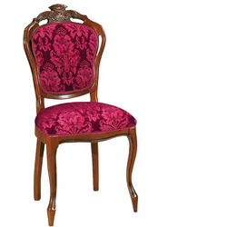 Medaillonstuhl in Dunkelrot & Nussbaum Schnitzereien