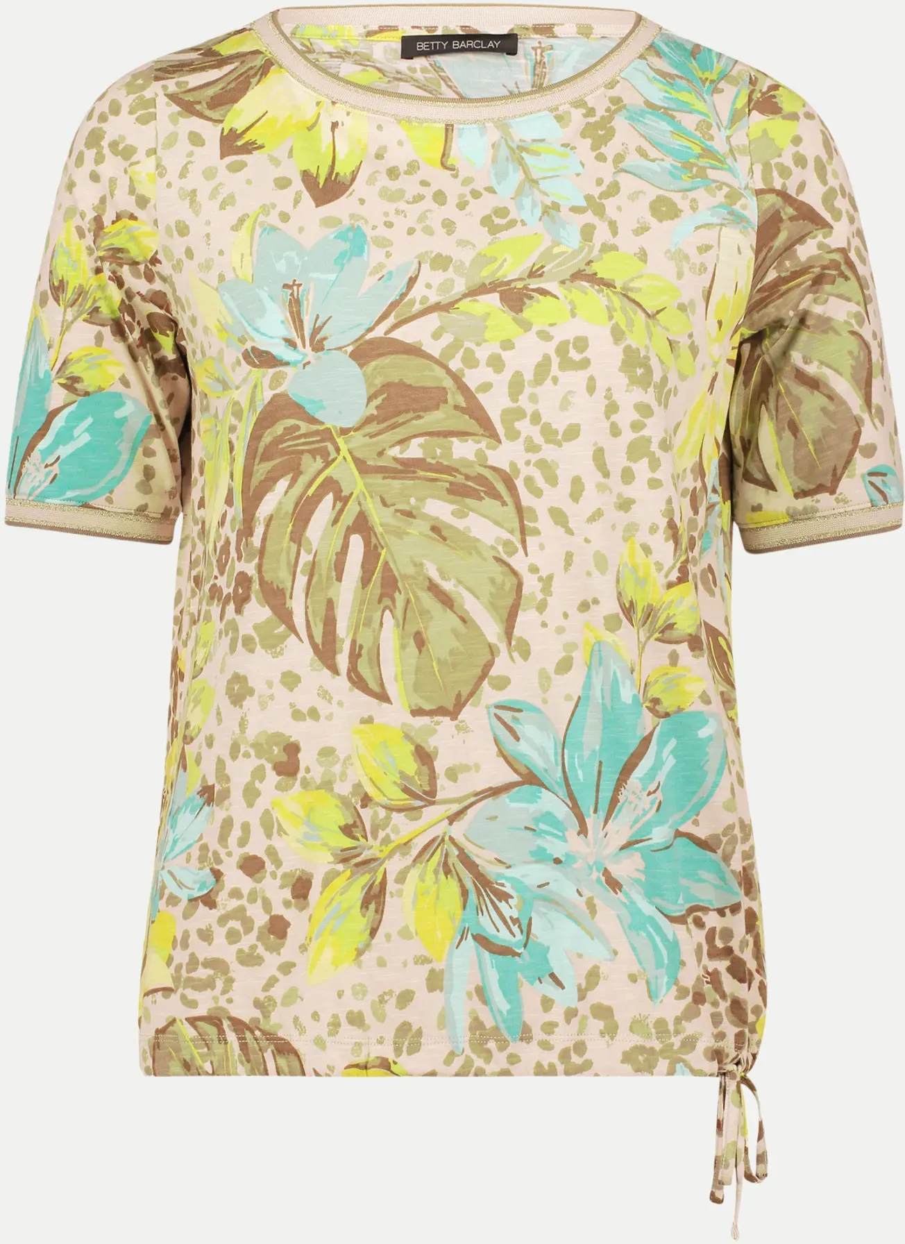 T-Shirt mit floralem Allover-Print Beige 46