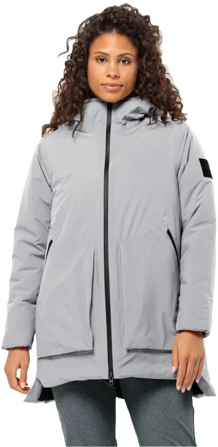 Jack Wolfskin Winterjacke Luisenplatz (wasserdicht, winddicht, atmungsaktiv) hellgrau Damen