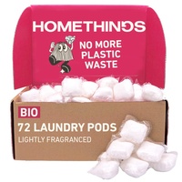 Homethings | Wäsche, 72 Öko-Waschmittel Pods, leicht parfümiert, 100% biologisch abbaubare Waschmittel Pods für Kleidung, hautfreundlich, plastikfrei, umweltfreundlich, vegan und tierversuchsfrei