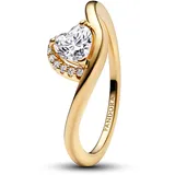 Pandora 163660C01 Damen-Ring Welliges Herz Goldfarben, 58/18,5