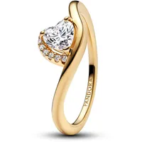 Pandora 163660C01 Damen-Ring Welliges Herz Goldfarben, 58/18,5