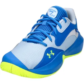 Under Armour Herren Basketballschuhe Lockdown 7 Low, leichter Basketball Schuh, robuste Sportschuhe für Outdoor- und Hallensport, atmungsaktive Turnschuhe,Blue Calm / Blue Atlantis / High Vis Yellow,43