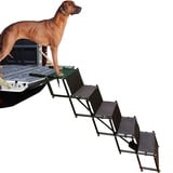 Verbesserte Hundetreppe, Metallrahmen, faltbar, große Hundetreppe, leicht, tragbar, Haustierleiter, Rampe für Autos, SUVs und Hochbett, 5 Stufen