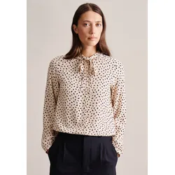 Klassische Bluse SEIDENSTICKER "Schwarze Rose", Damen, Gr. L (40), beige (ecru), 100% Viskose, gemustert, regular fit, Rundhals, Langarm, Blusen, Langarm Rundhals Druck