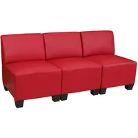 Mendler Modular 3-Sitzer Sofa Couch Lyon, Kunstleder ~ rot, ohne Armlehnen