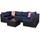 MuCoLa Gartenmöbel 7tlg. Sitzgruppe Polyrattan Sofa Sitzkissen Lounge Sitzgarnitur Set Couch Gartenset Essgruppe - Schwarz/Blau - Schwarz