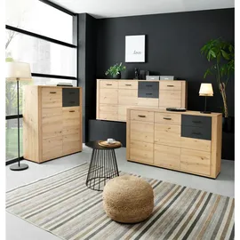 XORA Sideboard, Anthrazit, Eiche Artisan, Kunststoff, 5 Fächer, 1 Schubladen, 178.6x88.7x38 cm, Typenauswahl, Beimöbel erhältlich, stehend, - Sideboards,