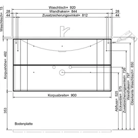 Pelipal Fokus Glaswaschtisch 92 x 49,1 cm (992.789005)