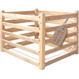 Gartenwelt Riegelsberger Moderner Komposter Single ca. 120x120 cm Höhe 80 cm aus Lärchenholz Massivholz Steckkomposter Kompostsilo Holzkomposter Stecksystem