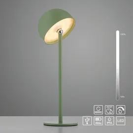 OTTO home Tischleuchte Akku Tischlampe Gerrin Indoor Outdoor, magnetischer Flaschenaufsatz, Dimmfunktion, Memoryfunktion, LED fest integriert, Warmweiß, Pilzlampe Flaschenaufsatz, Regulierung der Lichtstärke, Pilz, Lampe grün