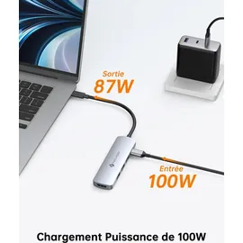 NOVOO 5-in-1 USB-C-Hub, Adapter USB C auf HDMI 4K, Aufladen 100 W PD, USB-C auf USB x 3, USB C Adapter Multiport, kompatibel mit MacBook Air MacBook Pro Chromebook