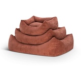 softwalls Tierbett Orthopädisches Hundebett Cord - Hundekorb, Lachsrot (M), Cord-Velours, orthopädisch rutschhemmende Unterseite rot 60 cm x 75 cm