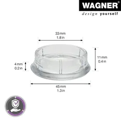 WAGNER Möbeluntersetzer rund Rohr 4tlg. - Durchmesser Ø 33/45 x 11 mm, Abrieb 4 mm, Kunststoff transparent - 15043099