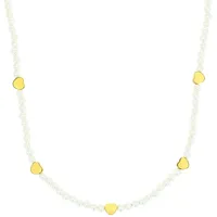 Amor Perlenkette Herzen Edelstahl/Gold/Weiß