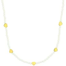 Amor Perlenkette Herzen Edelstahl/Gold/Weiß