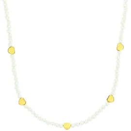 Amor Perlenkette Herzen Edelstahl/Gold/Weiß