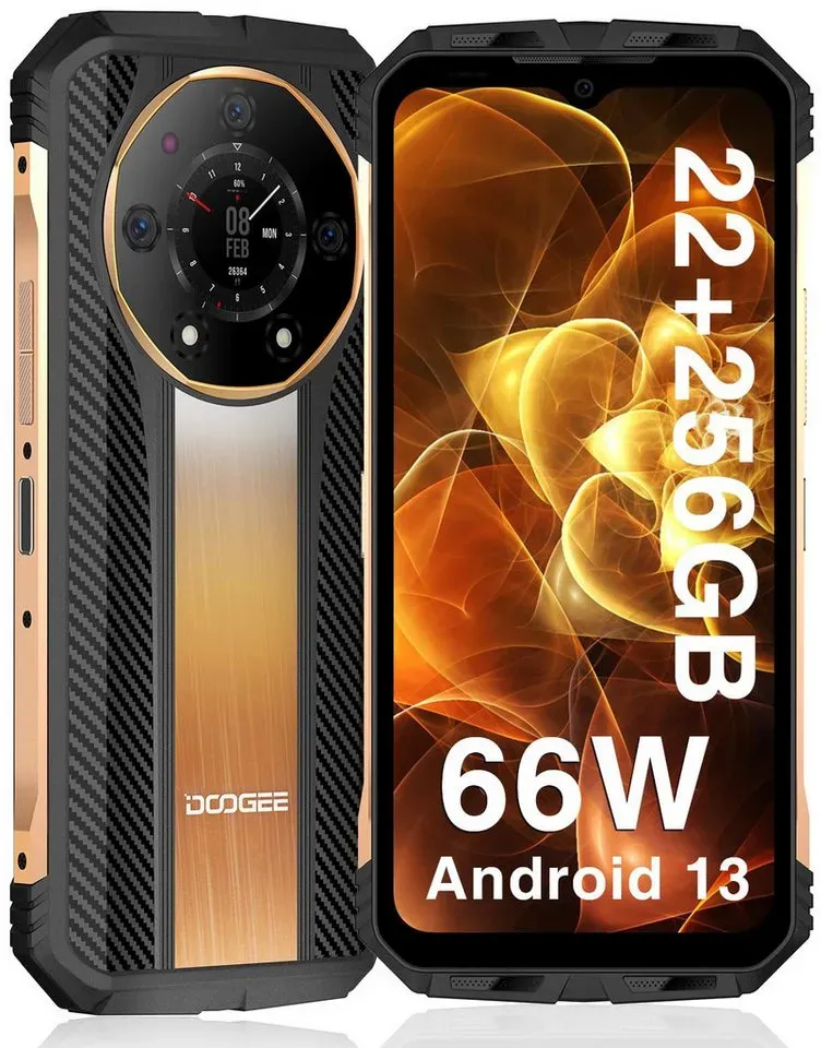 DOOGEE DOOGEE S110 Robustes Smartphone Android 13, 22 GB + 256 GB TF 2 TB Handy (6.6 Zoll, 256 GB Speicherplatz) goldfarben