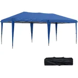 Outsunny Faltpavillon Pop-up Pavillon ca. 6 x 3m höhenverstellbar UV-schutz mit Tasche Stahl-Verstrebungen, Oxford, Blau