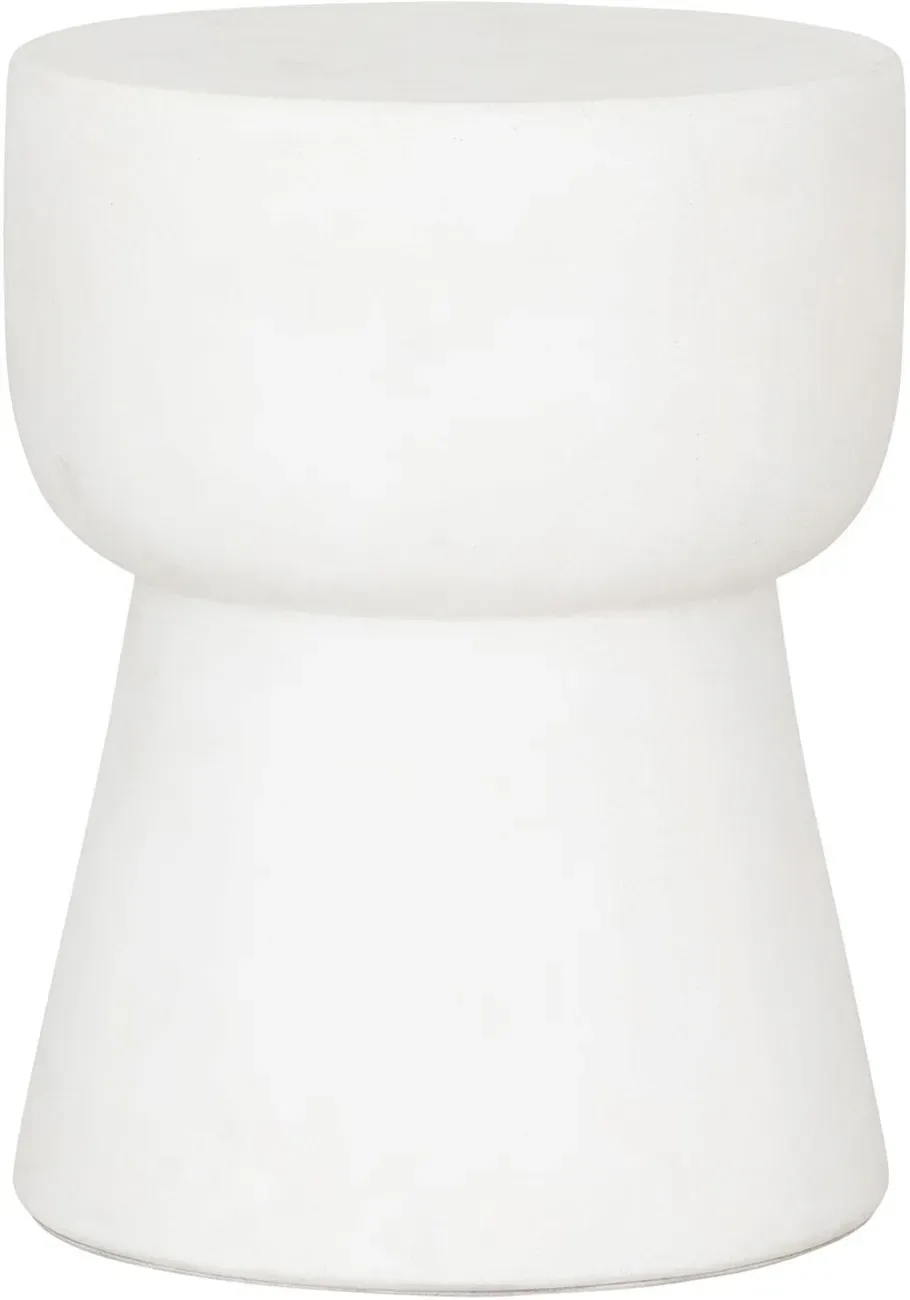 Hocker Motto aus Faserzement, rundes Design, modern, weiß, Ø 35 cm, robust und vielseitig