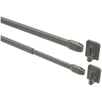 Interdeco Vitragestange Geno, ausziehbar, Fensterflügel-Montage, Metall, Silbergrau, 2 Stk / Packung, 10/8 grau|silberfarben 30 cm - 50 cm
