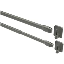 Interdeco Vitragestange Geno, ausziehbar, Fensterflügel-Montage, Metall, Silbergrau, 2 Stk / Packung, 10/8 grau|silberfarben 30 cm - 50 cm