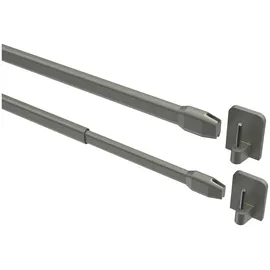 Interdeco Vitragestange Geno, ausziehbar, Fensterflügel-Montage, Metall, Silbergrau, 2 Stk / Packung, 10/8 grau|silberfarben 30 cm - 50 cm