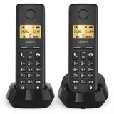 Gigaset BASIC 100 DUO, Analoges/DECT-Telefon, Kabelloses Mobilteil, Freisprecheinrichtung, 50 Eintragungen, Anrufer-Identifikation, Schwarz - Schwarz