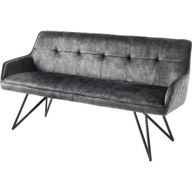 Riess-Ambiente Sitzbank EUPHORIA - 60cm dunkelgrau Samt Retrostil Ziersteppung Hairpin Legs Metallbeine Armlehnen