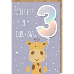BRAUN+COMPANY Geburtstagskarte Kinder Zahl 3 5030-24076