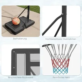 sportnow 2-in-1 Basketballständer Höhenverstellbarer Basketballkorb mit Ständer,