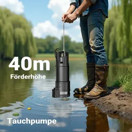 Wiltec Tauchpumpe 1200 W 6000 l/h mit Trockenlaufschutz und Schwimmerschalter