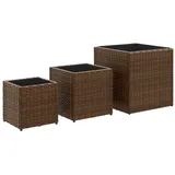 vidaXL Pflanzkübel 3 Stk. Braun Poly Rattan