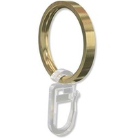 Interdeco Gardinenstangen Ringe mit Faltenhaken, Gardinenringe in Messing Optik für 20 mm Ø (16 Stück)