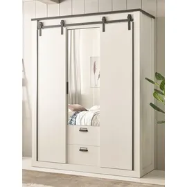 furn.design Kleiderschrank 3-türig 162 x 209 cm Pinie weiß anthrazit