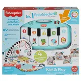 Fisher-Price Kontrast-Spieldecke für Babys, Spielspaß Piano-Gym, blau, deutsche Version