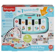 Fisher-Price Kontrast-Spieldecke für Babys, Spielspaß Piano-Gym, blau, deutsche Version