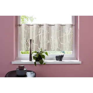 Scheibengardine MY HOME "Anna" Gr. 2, beige (sand), B:120cm H:30cm, Ausbrenner, Polyester, Gardinen, Viskose & Polyester, Äste-Motiv